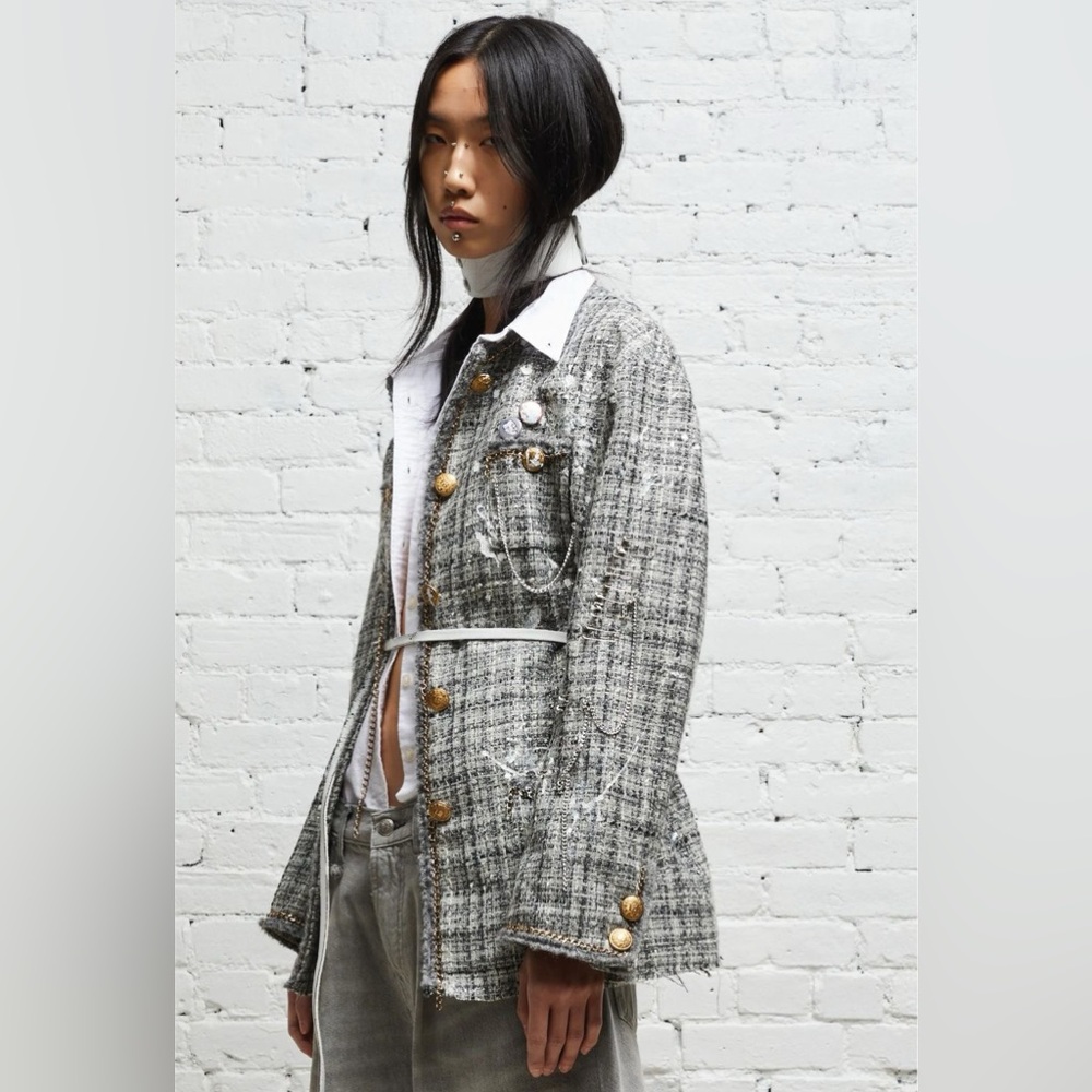 R13 Gray Tweed Blazer